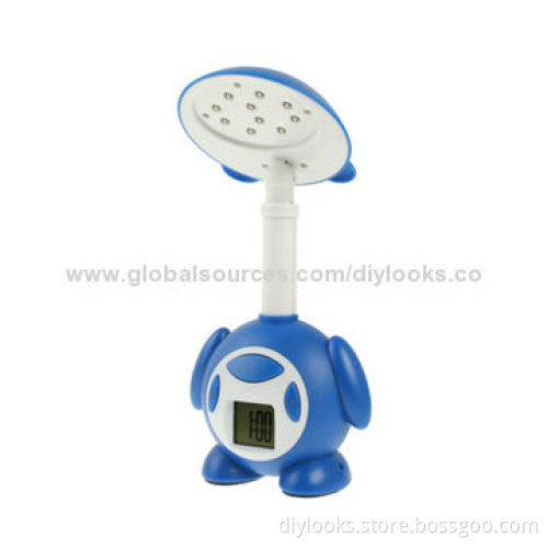 HH-518 USB/220V 10 LED Table Lamp with Alarm Clock (Blue)